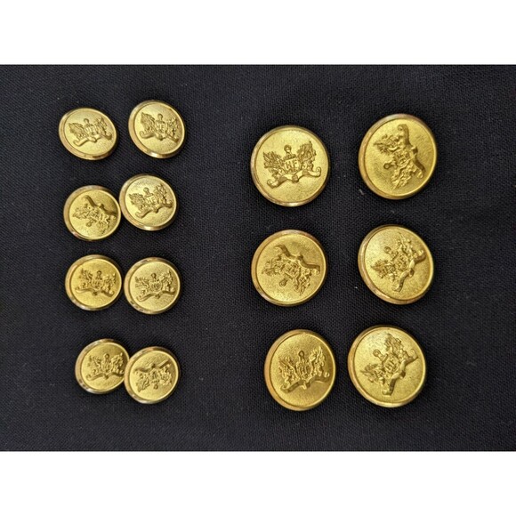 Hickey freeman Shield Crest metal Gold set 14 replacement Blazer Jacket Buttons - Picture 6 of 7